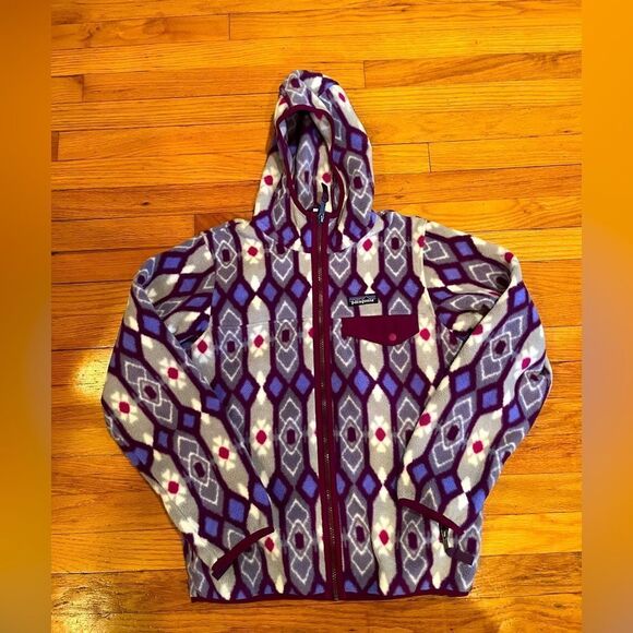 Patagonia Women’s‎ S Snap T FZ Hooded Jacket Pine Patch Lupine Purple Burgundy - Picture 1 of 4